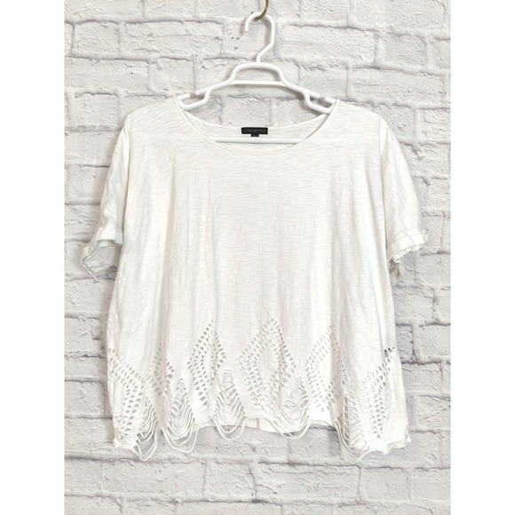 Fast Lane Pattern Lane Bryant | Tops | Lane Bryant White Cotton Eyelet Laser Cut Hem ...